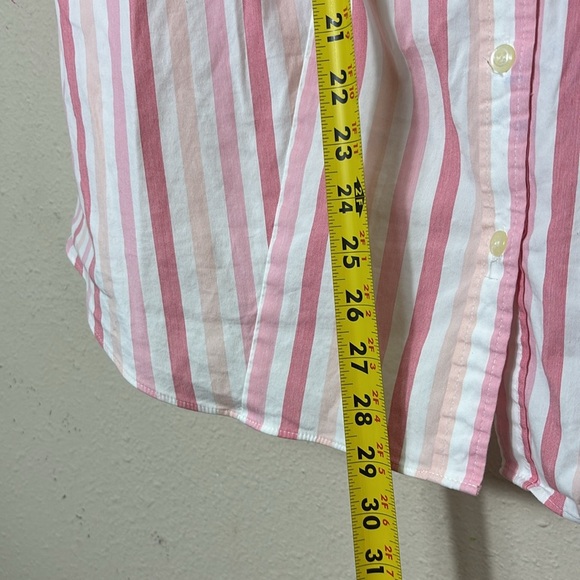 Charter Club Woman Tailored Fit Button Down Shirt Pink White Stripes size 16 W - Picture 5 of 6